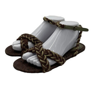 Gap Women's Brown & Cream Braided Rope Sandals